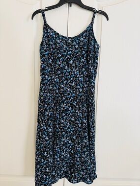 Forever 21 Black Slip Dress with Blue & Purple Floral Print